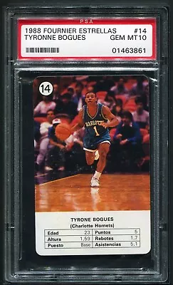 PSA 1988 Fournier Estrellas #14 TYRONNE BOGUES Charlotte Hornets PSA 10 Gem Mint • $118.99