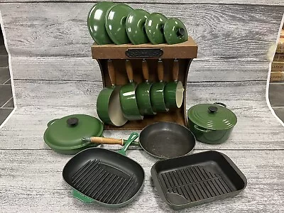 Le Creuset Cast Iron Saucepan Cookware Set Green Casserole Griddle Ceramic Iron • £1400