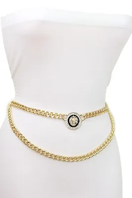 Women Gold Metal Chain Links Bling Sexy Belt Lion Coin Charm Plus Size XL XXL • $27.95