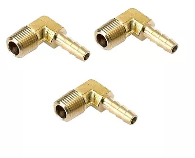 3X  90 Deg 1/4 In Hose Barb X 1/4  NPT Threaded Brass Elbow Fitting Yellow Water • $12.35