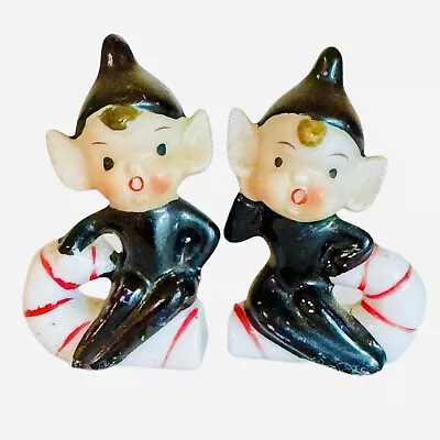 Vintage Pixie Elves On Candy Cane Japan MCM Figurine 1950s • $65