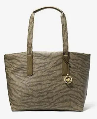 Michael Kors Signature MK Monogram Large Tote Shoulder Bag Olive Green Gold • $68.71