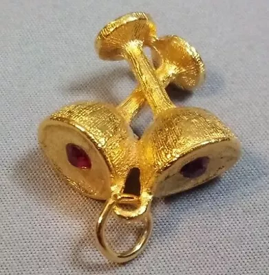 Vintage Gold Tone Champagne Toasting Crossed Wine Martini Glasses Pendant Charm • $13.95