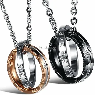 Eternal Love Interlocking Ring His And Hers Matching Couples Pendant Necklace • $8.99