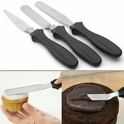 £3.49 • Buy 3Pcs Stainless Steel Spatula Palette Knife Set Cake Decorating Smooth Tools Kit