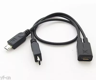 50pcs Micro 5pin USB Splitter Adapter Y Cable 1 Female To 2 Male Cable Cord • $85.49