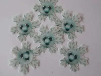 12 PRECUT Edible Happy Snowflakes Wafer/rice Paper Cake/cupcake Toppers • £2.85