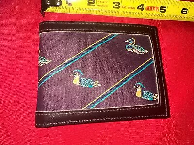 Vintage 100% Split Grain Genuine Leather Mens Duck Wallet ID Card Burgundy • $19.99