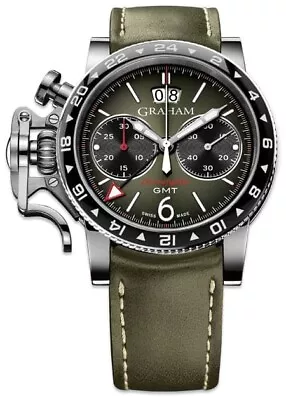 Graham Chronofighter Vintage GMT Men's Watch In Green Steel 44mm • $4500