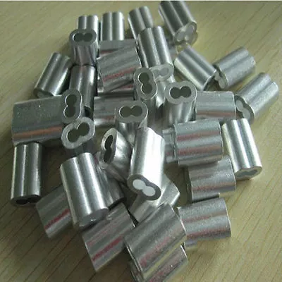 Aluminum Swage Sleeves For 1/4  Wire Rope Cable: 50 100 Pcs • $26.95