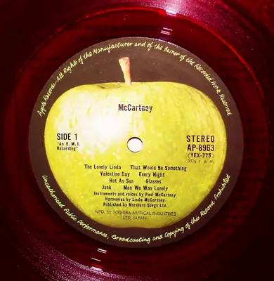 McCARTNEY  McCartney  1970 Japan Only RED VINYL Lp W/Apple Forever Obi/lyrics NM • $224.99