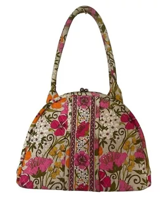 Vera Bradley Eloise Tea Garden Print Shoulder Bag Purse Kiss Lock Clasp Floral • $27.20