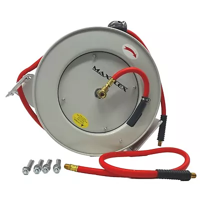 Retractable Air Hose Reel 3/8 IN X 50 FT Hybrid Air Hose Max 300PSI • $137.51