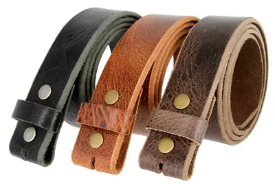 Casual Jean Belt Genuine Full Leather Vintage Belt Strap 1-1/2  Wide Snap On • $16.95