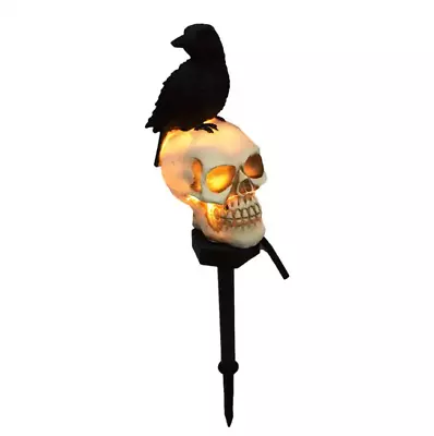 Halloween Garden Solar Light Skull And Crow Light Outdoor Decorations Waterproof • $27.77