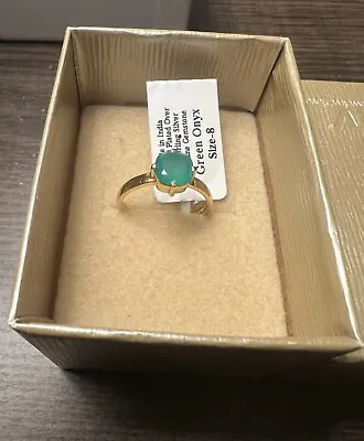 Sterling Silver Gold Over Genuine Gemstone Ring Size 8 • £34.71