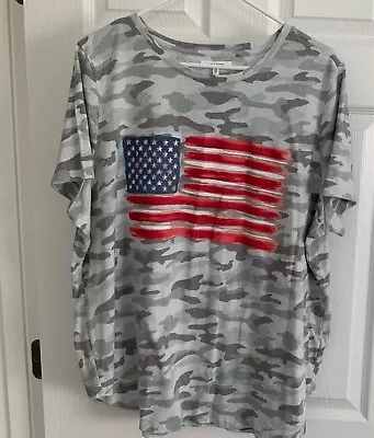 Nwt Maurices Camo American Flag Relaxed Fit Tee Woman Plus Size 1x • $7.99