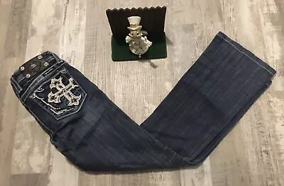 Miss Me Jeans Womens 14 Juniors Blue Bootcut Embellished Denim JK5452B2 • $36.99