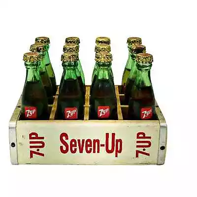 Lot Of (12) Vintage 7up Seven-Up Miniature Bottles With Wooden Case 1960's • $149.99