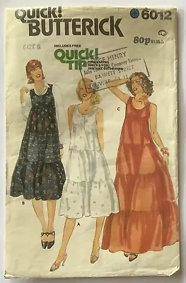 Vintage Butterick 6012 Tiered (Maxi) Dress 70s Sewing Pattern - 8 • £6.95