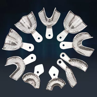 Dental Autoclavable Metal Impression Trays Stainless Steel Upper + Lower Choose • $28.15