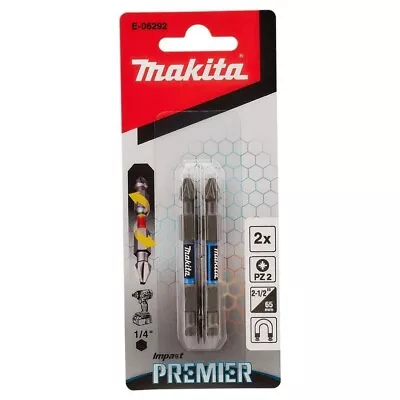 GENUINE MAKITA IMPACT PREMIER SCREWDRIVER TORSION BIT 2 PC PZ2 POZI 65mm E-06292 • £4.85