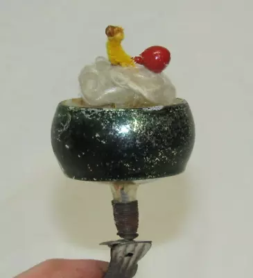 German Antique Glass Bird On A Nest Clip On Vintage Christmas Ornament 1950's • $65