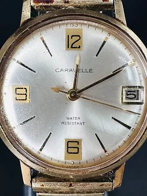 RARE Working Vintage Caravelle Bulova N0 Mens 10K Gold Watch Mechanical Wind C4 • $50