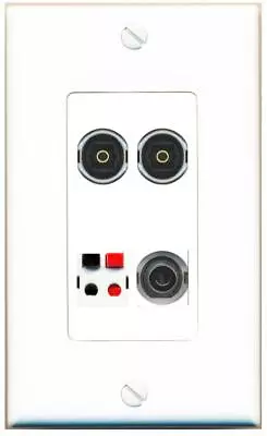 4 Port 1 Gang Jack Face Cover Coupler 3-5MM SPEAKER 2 TOSLINK Wall Plate • $17.44