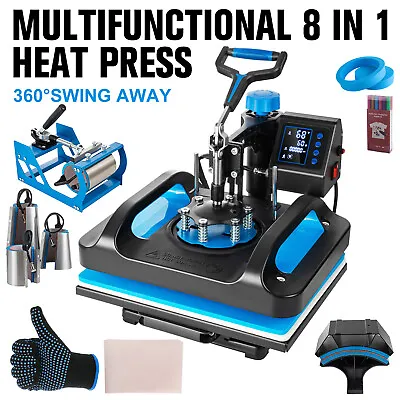 8 In 1 Heat Press Machine Sublimation Printing 15 X12  For T-Shirt Mug Hat Plate • $166.90