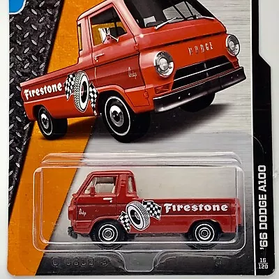 Matchbox 1966 Dodge A100 Pickup Firestone Red 2015 Long Card 1:64 Diecast - G • $5.99