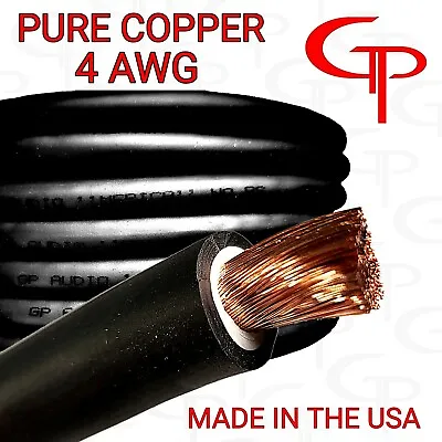 25 Ft TRUE AWG 4 Gauge OFC COPPER BLACK Power Wire Ground Cable GP Car Audio • $68.79