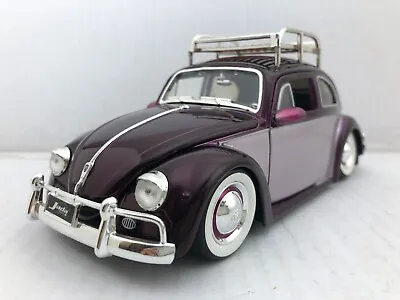 $58.95 • Buy Jada 1959 Vw Volkswagen Beetle Purple /silver 1:24 Rack Adjustable Camber No Box