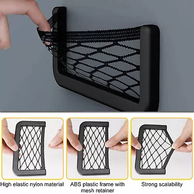 2*Car Interior Body Edge Black Elastic Net Storage Phone Holder Auto Accessories • $10.32