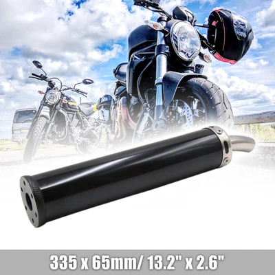 $44.48 • Buy 350 X 65mm Black Stainless Steel Cylinder Shaped Motorcycle Exhaust Pipe Muffler