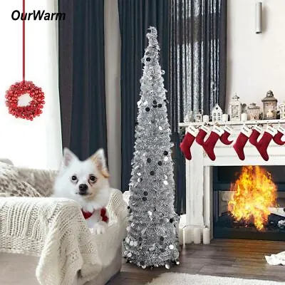 £6.58 • Buy 5FT Artificial Tinsel Collapsible Holly Pop Up Christmas Tree Home Xmas Decor UK