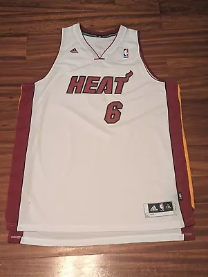 Lebron James Miami Heat Authentic White Adidas Swingman Jersey Men 2XL +2 Stitch • $45.99