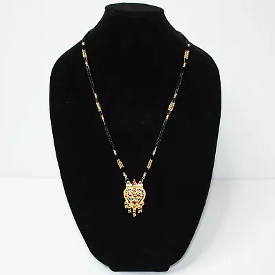 Mangalsutra Gold Tone Multi Color Stone Pendant Necklace • $7.99