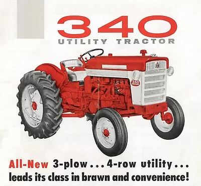 IH International 340 UTILITY Tractor 3 Plow 4 Row PTO Spec Brochure 2 3 Pt Hitch • $17.50