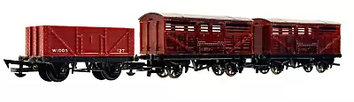 Triang 00 Gauge - Rake Of 3 Br Brown Cattle/mineral Wagons - Unboxed • £14.95