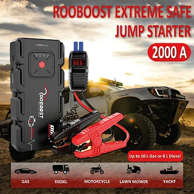$118.89 • Buy Portable 12 Volt Car Jump Starter Battery 2000A Power Bank Heavy Duty Booster AU