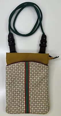 Anna Kaszer Crossbody Bag Mustard Nylon Leather Hardware Small Zip Magnet • $35