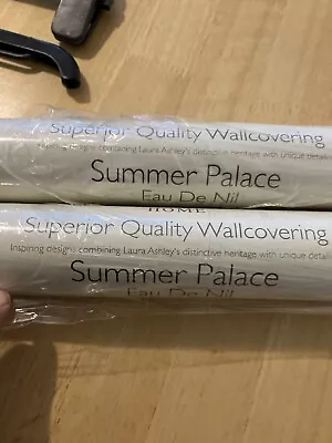 X2 Rolls Laura Ashley Wallpaper Sealed Summer Palace Eau De Nil 10m X 53cm • £50