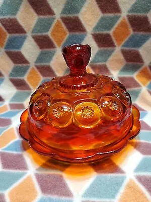 L.E. Smith Moon & Stars Red Amberina Cheese/Butter Dish • $45