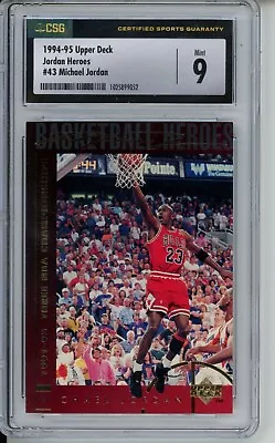 1994-95 Upper Deck Jordan Heroes Michael Jordan #43 CSG Mint 9 • $69.99