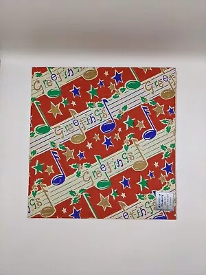 VTG 1940’s XMAS Gift Wrap Wrapping Paper UNUSED Music Notes Red  19.75 X29.5  • $10