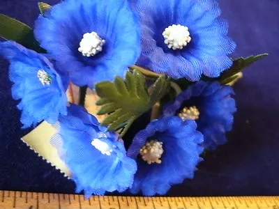 Vintage Millinery Flower Doll Size 6pc Round K7 Blue • $7.74