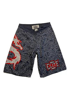 MMA Elite Fighting Shorts Mens Medium Grey Red Geometric UFC Boxing Dragon  • $11.99