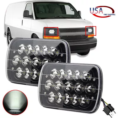 $32.99 • Buy Pair 7X6  LED Headlights Square Black For Chevy Express Cargo Van 1500 2500 3500