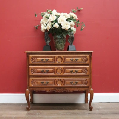 $895 • Buy French Chest Of Drawers, Vintage French Oak 3 Drawer Chest Hall Cabinet Cupboard